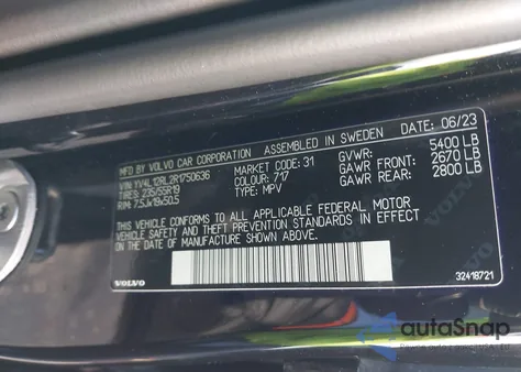 2024 Volvo Xc60 B5 Plus Dark Theme from USA, damaged, VIN YV4L12RL2R1750636